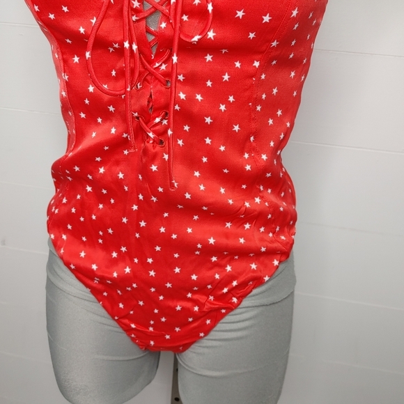 012. Zara star print lace up bodysuit size M - Picture 5 of 13